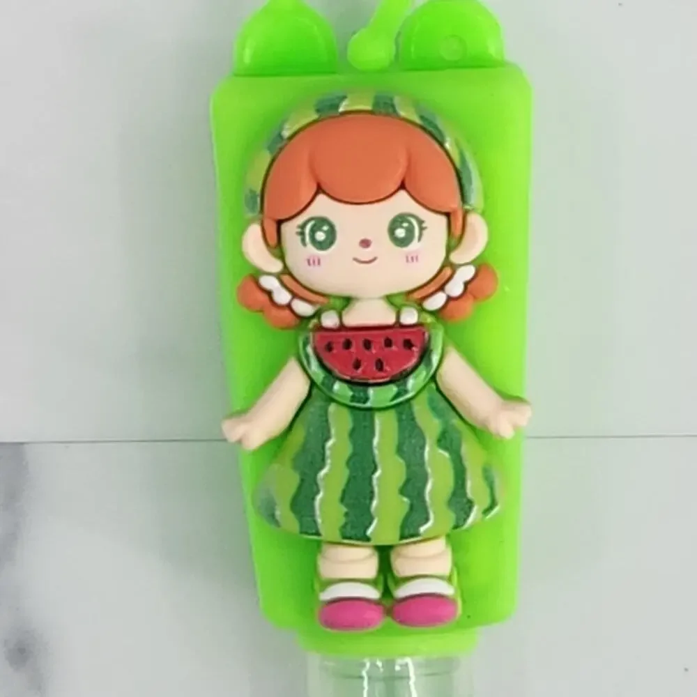 2 EMPTY Kids Refillable Containers Watermelon Doll Character Holder with Strap